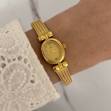 Sku0380 Retro Gold Women Minimalist Oval Bracelet Watch Stainless steel+gift bag