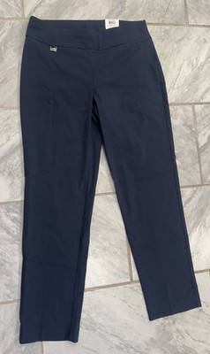 NWT Alfani Womens Straight Leg Tummy Control Navy Blue Pants Size 12