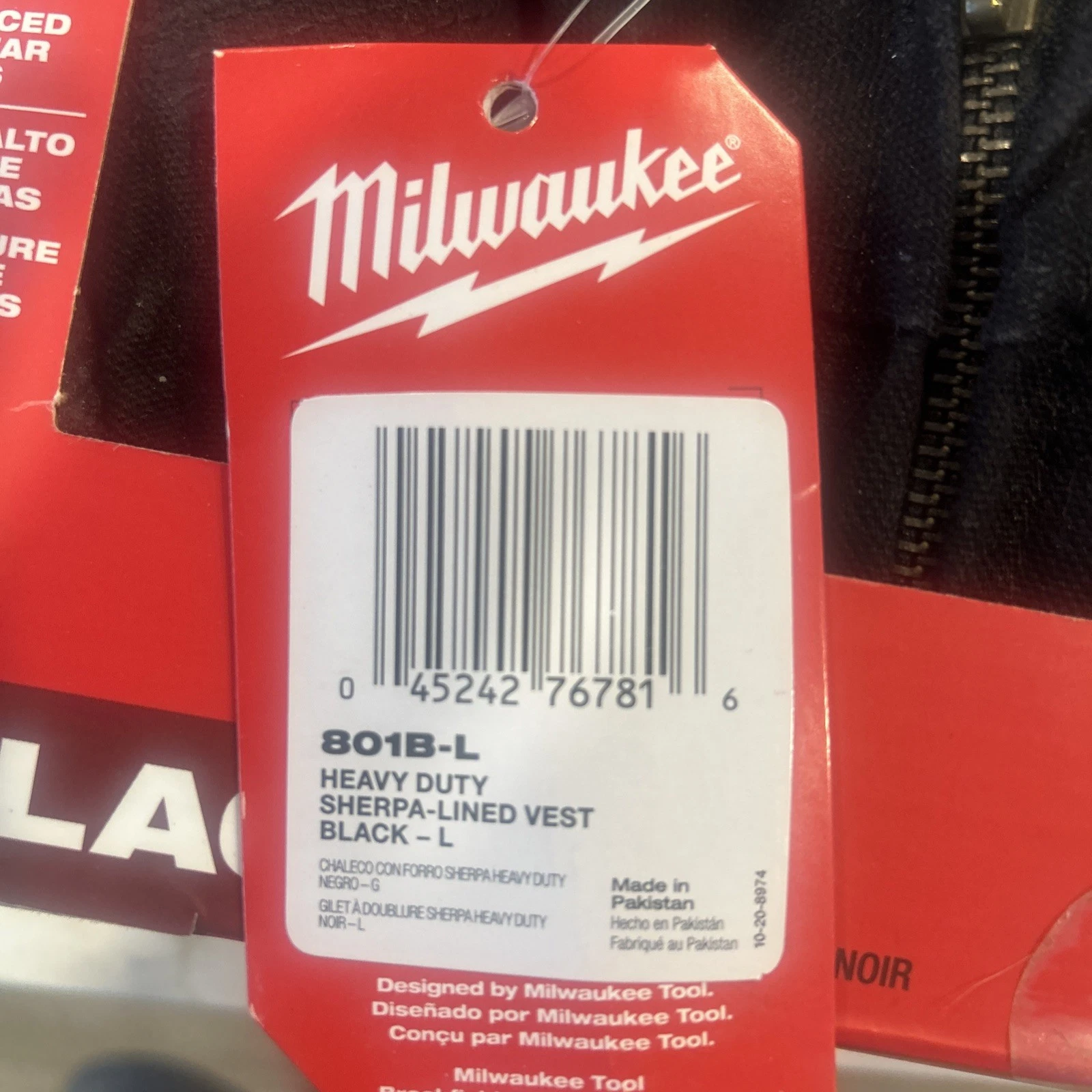 Milwaukee Men's Large 801B-L Heavy-Duty Sherpa-Lined Vest with 5-Pockets NWT - product detail image 2