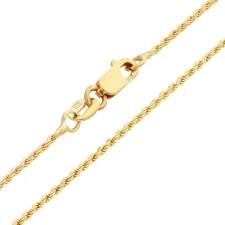 10K Yellow Gold Solid 1mm Diamond Cut Rope Chain Pendant Link Necklace 16"-24"
