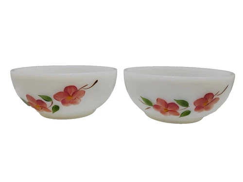 Vintage Fire King Peach Blossom Cereal Bowl Set Of Two In Perfect Condition