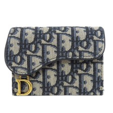 CHRISTIAN DIOR Saddle trotter pattern Card Case Canvas Ladies Used 