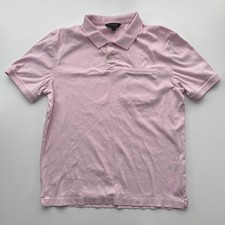 BANANA REPUBLIC Luxe Touch Pip Pink Oxford Polo Short Sleeve Shirt Mens Medium