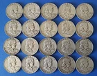 (20) Franklin 90% Silver Half Dollars: Circulated