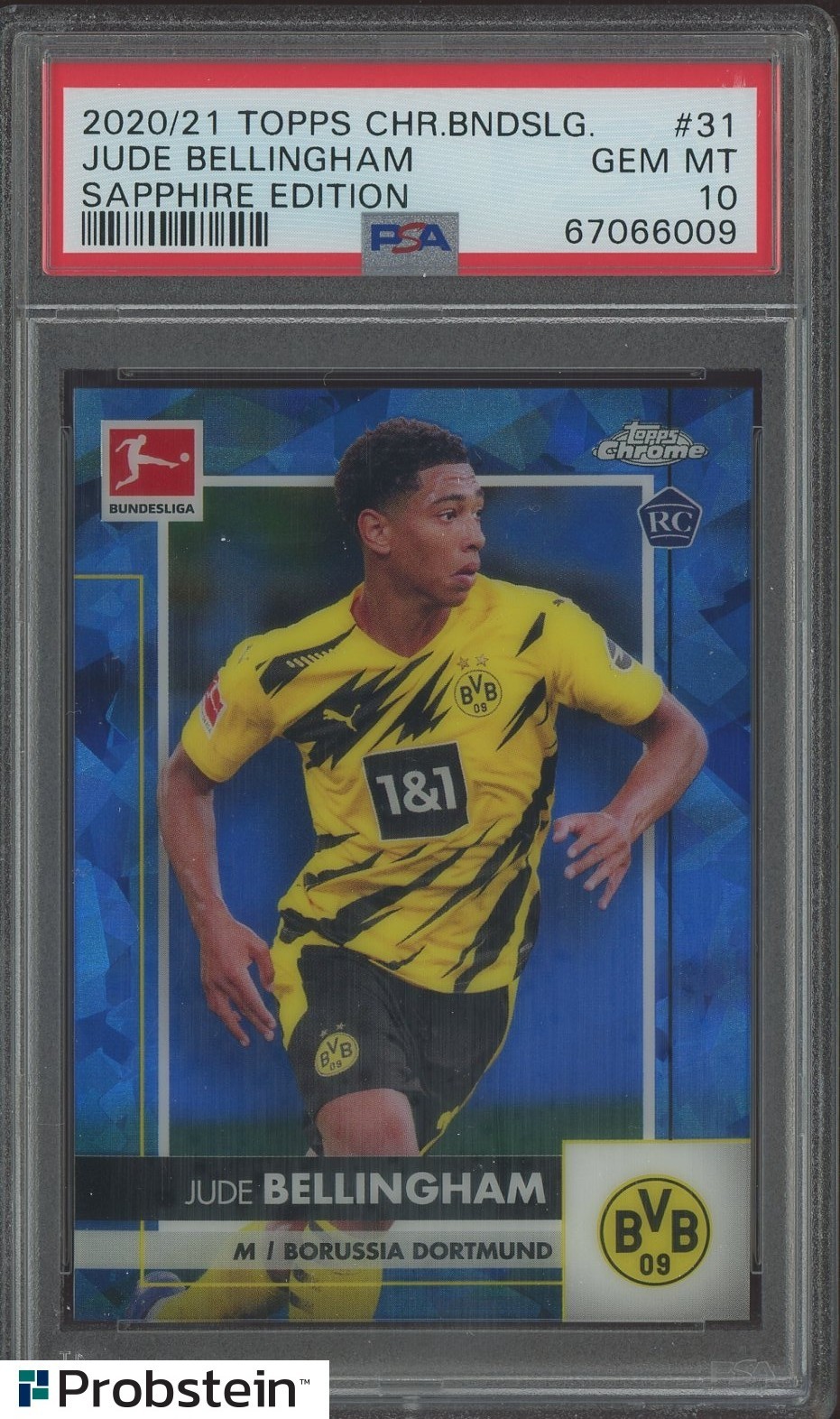 2020-21 Topps Chrome Bundesliga Soccer Sapphire #31 Jude Bellingham RC PSA 10 view 1