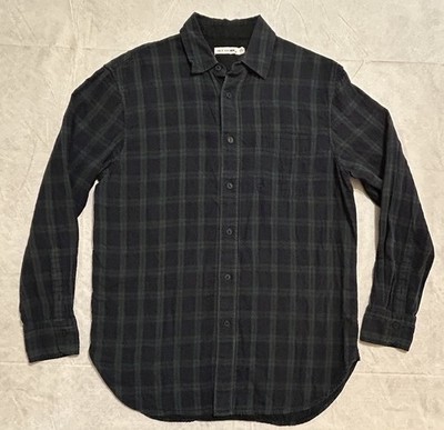 Rag & Bone Jean Men's Small Shirt Green Blue Plaid Long Sleeve Button Up L