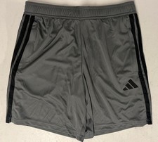 ADIDAS Men's Active Shorts Zip Pockets GRAY 3 Stripe MEDIUM 7" Inseam Gym Ball