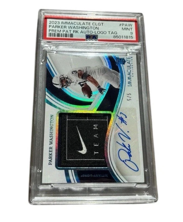 Parker Washington Panini Immaculate Collection Collegiate Premium Patches Rookie Autographs #PAW Brand Logo Laundry Tag
