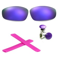Walleva Purple Polarized Lenses Earsocks Bolts For Oakley Split Jacket