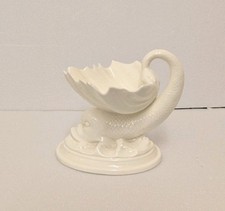 Royal Worcester Blanc De Chine Bone China Soap Dish Holder. Dolphin & Shell.