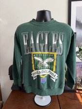VTG 1990s Philadelphia Eagles NFL Signal Sports Green Crewneck Sweatshirt L