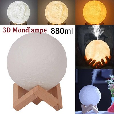 3D Moon Lamp Air Humidifier Diffuser Aroma Essential Oil Home Purifier Light USB