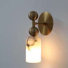 Aplique de pared de piedra de alabastro natural lámpara minimalista pátina antigua