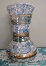 Vintage Greenbrier International Pottery  Vase Spongewear Brown Stripe 7.25"