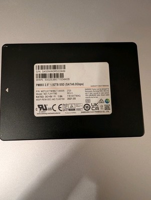 Samsung PM883 1.92TB 2.5'' SATA SSD MZ7LH1T9HMLT-00005 MZ-7LH1T90 99% HEALTH