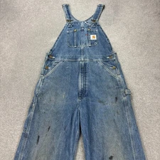 Carhartt Dungarees Adult 32x34 Blue Overalls Bib Denim Carpenter Work Wear Men