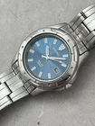 Seiko Solar Diver Watch Men’s 100m Silver Blue Vintage Watch 36mm Date V145