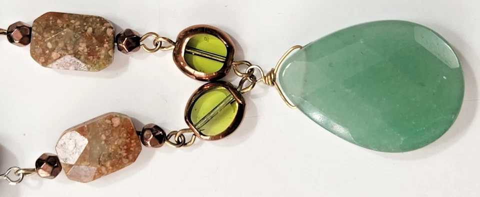 Collar De Colección Artesanal Tono Dorado Jade Ojo de Tigre Jaspe Bodhi Semillas Naturaleza Hecho a Mano Foto 2 de 4