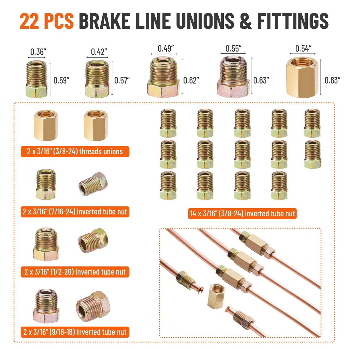 UOIENRT 25 Ft. 3/16 In Copper Nickel Brake Line Tubing Kit