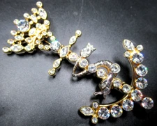 Gorgeous Designer Signed Rhinestone Anchor Crown Snake Pin Brooch