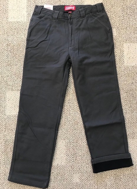 Mens Coleman Fleece Lined Carpenter Canvas Work Pants Gray Size 36 X 30 ...