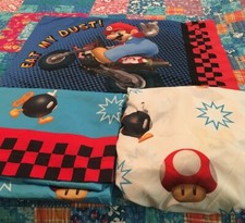 Super Mario Kart Nintendo Wii Twin Sheet Set Fitted Flat Pillowcase 3 Piece