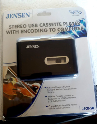 Jensen JSCR-50 Cassette Player Tape Convertor to MP3 w/Encoding to Computer NEW
