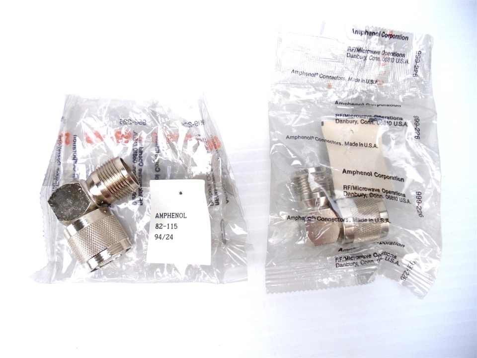 (2 Pcs) AMPHENOL - PN: 82-115 - UG212C/U - 90° ANGLE JACK-PLUG CONNECTOR -(NEW) - Image 4 of 4