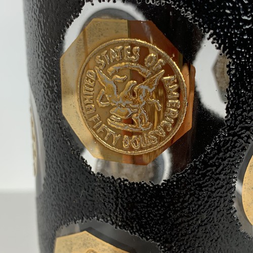 MCM Highball Glass Black 22 Kt Gold Coin Libby 1960 Barware Whiskey Water USA - Picture 2 of 8