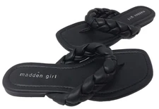 Madden Girl Women's Precise Slip On Braided Flip Flops Black Size:8 132L