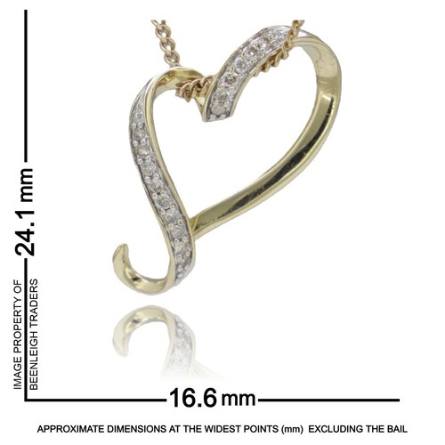 Yellow Gold HEART PENDANT SET WITH DIAMONDS Guaranteed Genuine 9ct 9k Gold & Dia - Picture 5 of 11