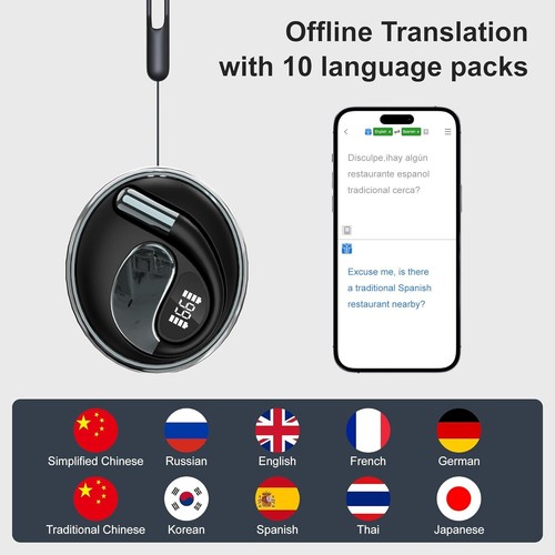 Real-Time Translation Earbuds - 150 Languages, Ergonomic Design, Fast Charging - Picture 7 of 9