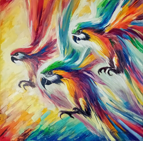 Tableau à l'huile - Libre vendu comme le vent - 50x50 cm - signé E. Gritchina