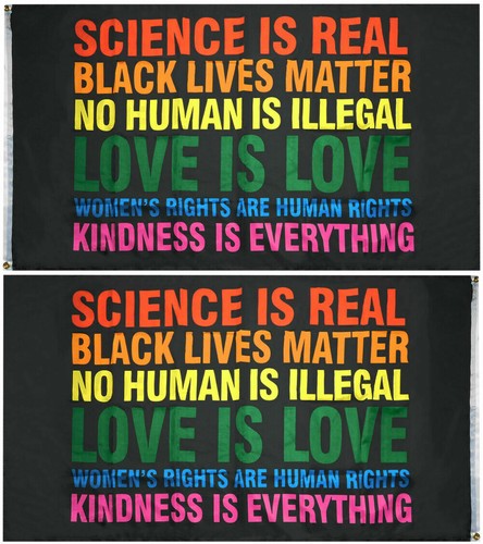 Science is Real Black Lives Matter BLM Love Rainbow 3x5 Double Sided Flag X1 - 第 1/5 張圖片