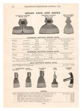Catalog Page 1918 Baldwin Chandlee Supply Co Broad Axes and Adzes Elkins WV