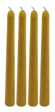 100% Natural Unscented Beeswax 10" Taper Candles 4/Box Cotton Wicks
