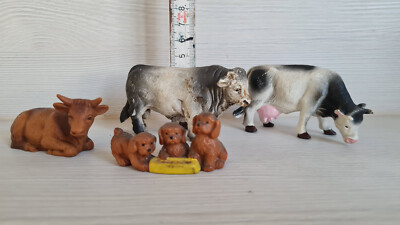 Bullyland Bully 4x Tiere Kuh Ochse Bulle Hunde
