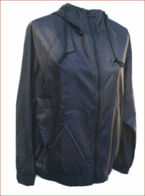 BCBGMAXAZRIA Damen Regenjacke mit Kapuze Reißverschluss BMAX0011 Schwarz Grau XL
