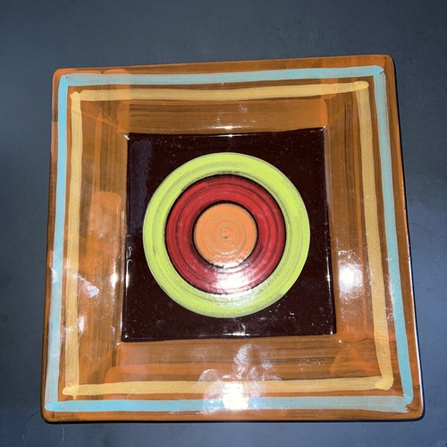 Vietri Fusions Square 10.5" Dinner Plate - Brown Made in Italy - Picture 4 of 6