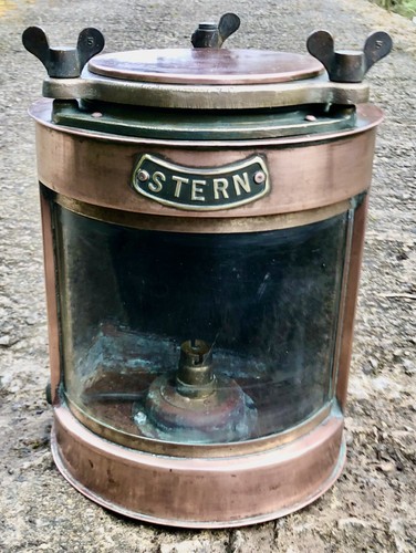 Vintage Schiffsheckleuchte, Kupfer, Seepferdchen, George Bocock Co, maritim