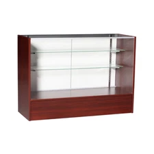 Cherry Wood Full Vision 48 Inch Display Showcase with Shelving and Doors