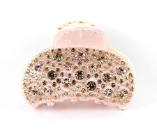 CHRYSE AUSTRIAN RHINESTONE HAIR CLAMP CLAW CLIP BARRETTE PONY HOLDER C713 NUDE