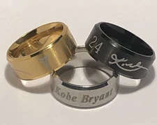 Kobe Bryant Black Mamba Ring Available in Silver Gold or Black Multiple Sizes