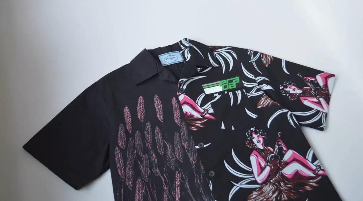 PRADA F/W 18 SPLIT Hawaiian PRINT SHIRT BOWLING SIZE SMALL