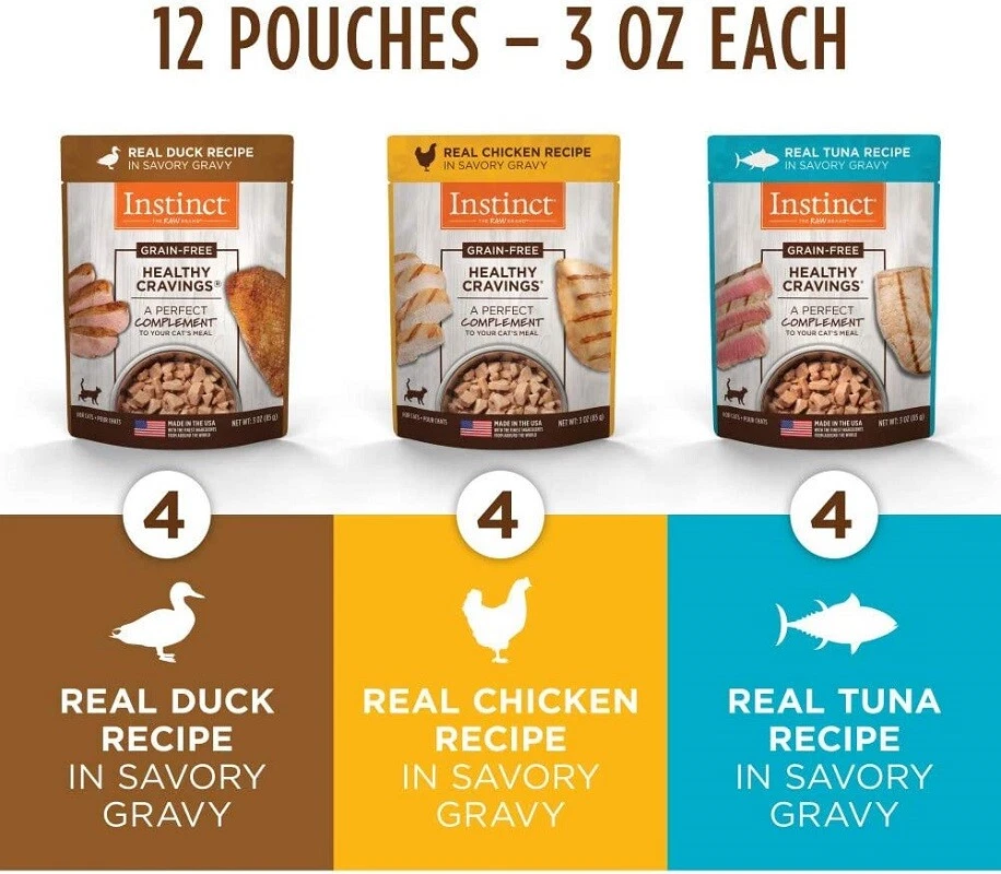 Comida húmeda natural para gatos Instinct Healthy Cravings variedad sin granos 3 oz, paquete de 12 Foto 2 de 4