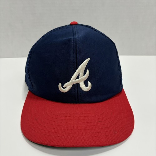 VTG Atlanta Braves Trucker Hat MLB Blue Mesh Back Snapback Baseball Cap 1980s - Picture 2 of 23
