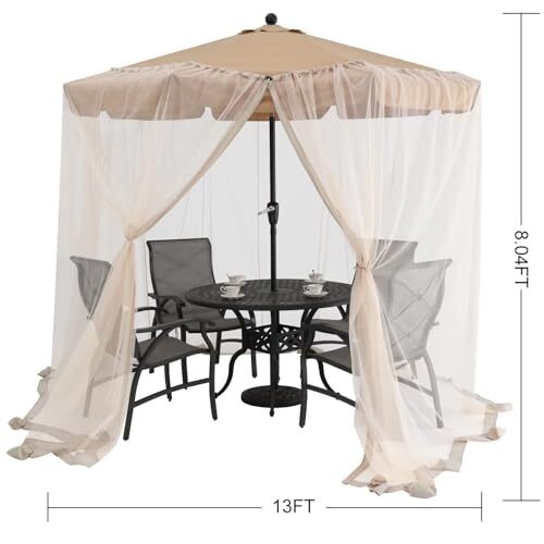 Upgrade 9FT-11FT Patio Umbrella Mosquito Netting Mosquito Net with Zipper - Picture 4 of 8