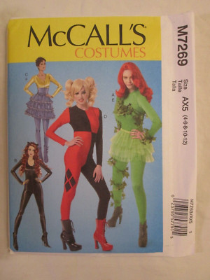 McCalls 7269 Villains Costume Pattern 4-12 Catsuit Bodysuit Harlequin UC Poison