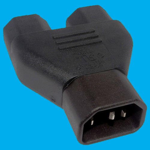 1x Negro Conector IEC A Dos Enchufe Adaptador Divisor, 230V 10A ,Poder, Computer - Imagen 2 de 3