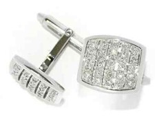 3Ct Round Lab-Created Men's Cufflinks Moissanite Cluster 14K White Gold Plated